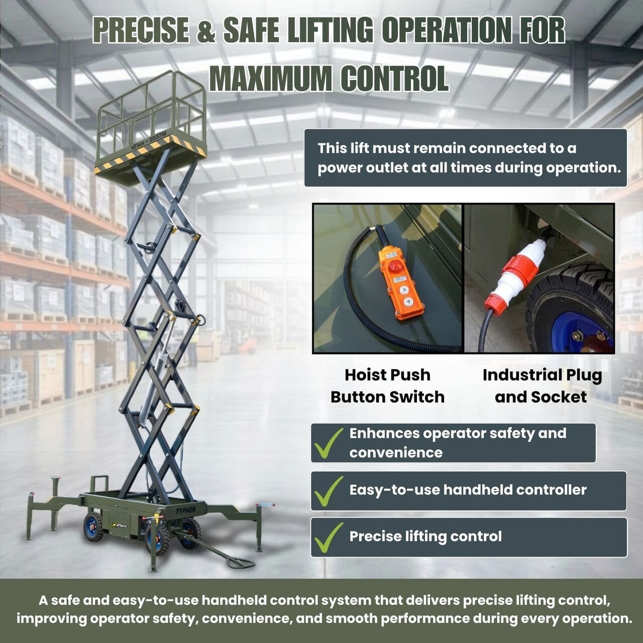 TYPHON xFlex-2037W Walk-Behind Scissor Lift comes with 20ft Working Height and Manual outriggers 1102 lbs load capacity 110V Electric - Image 27