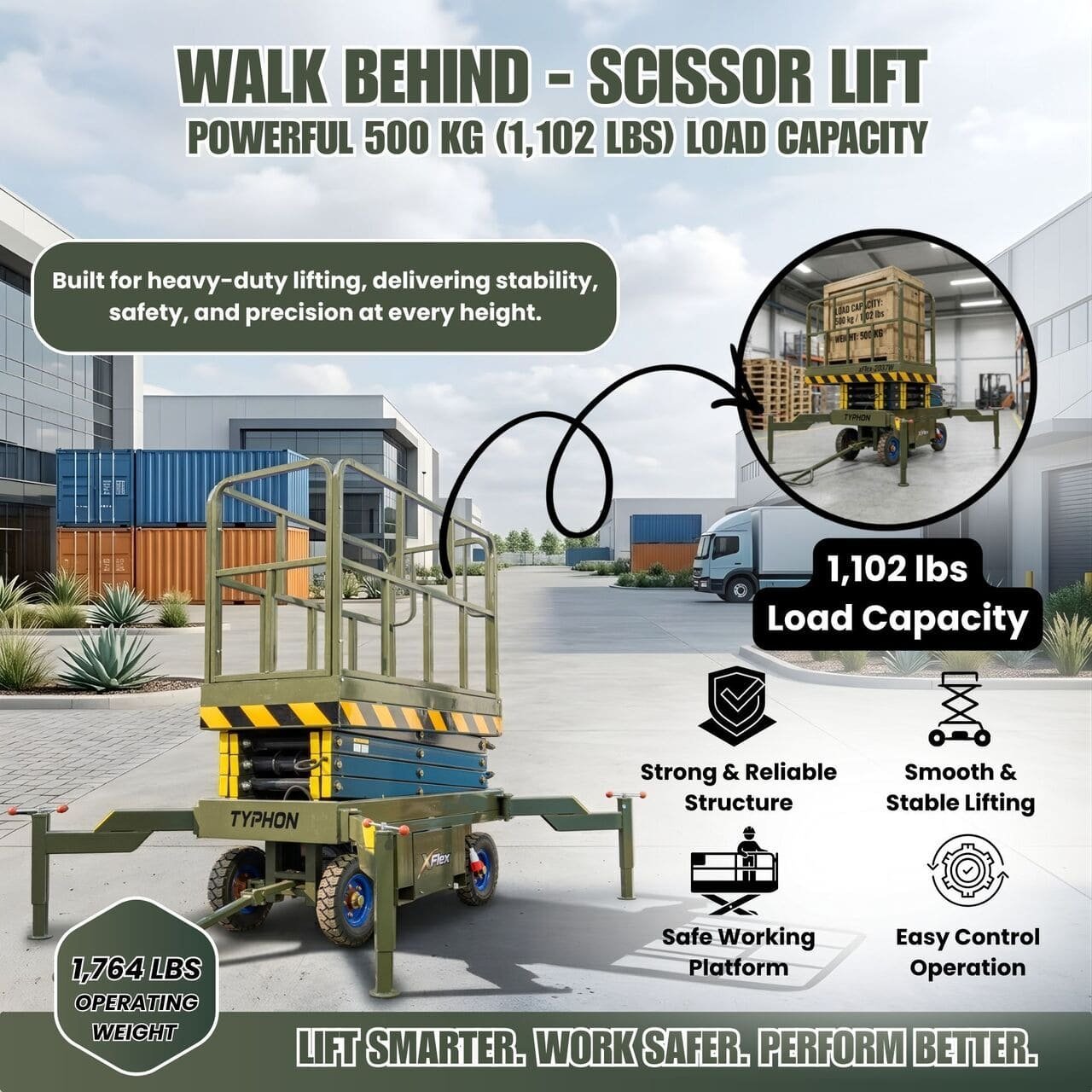 TYPHON xFlex-2037W Walk-Behind Scissor Lift comes with 20ft Working Height and Manual outriggers 1102 lbs load capacity 110V Electric - Image 28