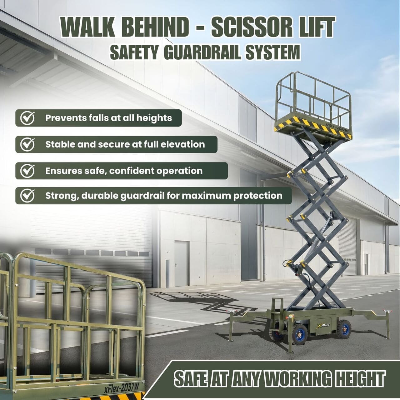 TYPHON xFlex-2037W Walk-Behind Scissor Lift comes with 20ft Working Height and Manual outriggers 1102 lbs load capacity 110V Electric - Image 6