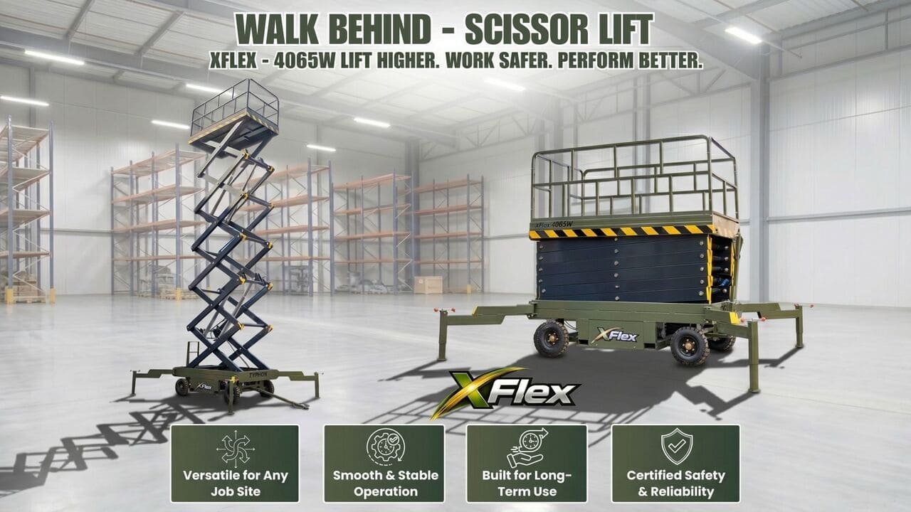 TYPHON xFlex 4065W Walk Behind Scissor Lift 2.7 Ton with Assisted Walking, Manual outriggers of 40 ft lifting Height & 110V Electric - Image 12
